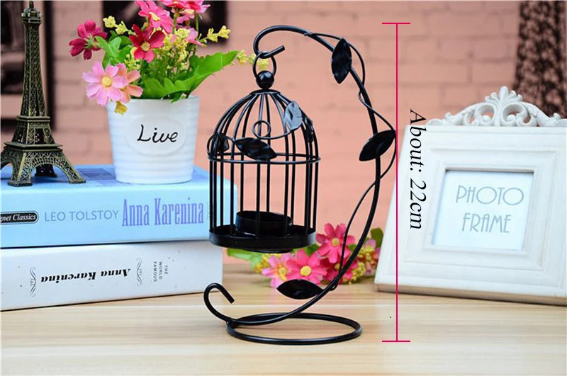 Flone Modern Iron European Style Candlestick Bird Cage Wind Light Decoration Wedding Home Decoration Accessories Crafts Gifts  (2-1)