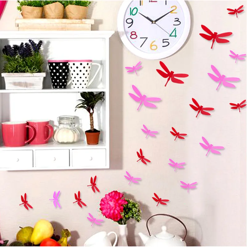 

DIY 3D dragonfly home decals decorative wall stickers TV sofa background poster for living room kids room decoration wallpaper