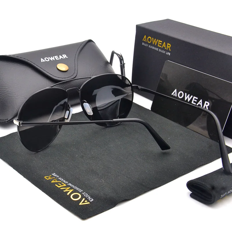 AOWEAR брендовые дизайнерские авиационные солнцезащитные очки, мужские поляризованные зеркальные очки для вождения, очки пилота, солнцезащитные очки для женщин, HD авиационные очки Gafas