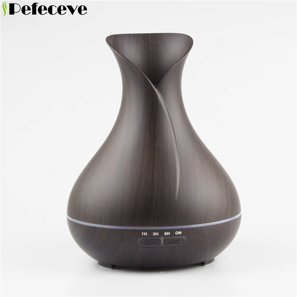 

Aroma Essential Oil Diffuser 400ml Ultrasonic Air Humidifier with Wood Grain 7 Color Changing LED Light for Office Home Pefeceve