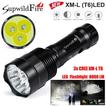 

Hot Fashion High Quality Super Bright 8000Lm 3x XML T6 LED 5Mode 18650 Flashlight Torch Light Lamp Drop Shipping