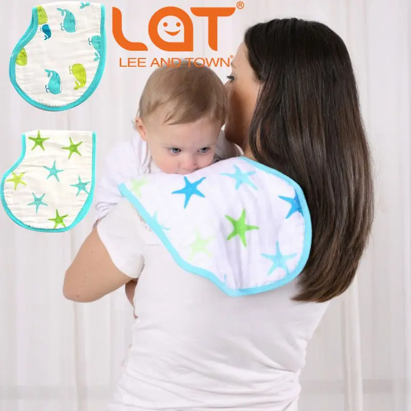 

LAT 2 Pack Reversible carters 100% Cotton Muslin Burp Cloths Super Feeding Burpy Bibs kid's Scarf Towel for Newborns Unisex