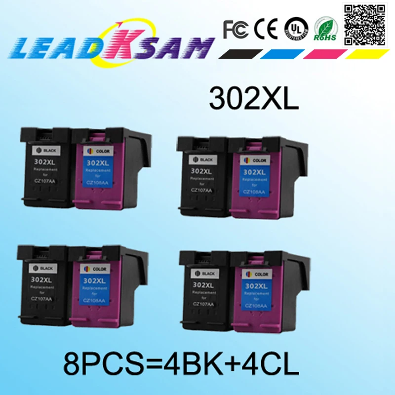 8pcs printer ink cartridges compatible for hp302 302xl for 302 Envy