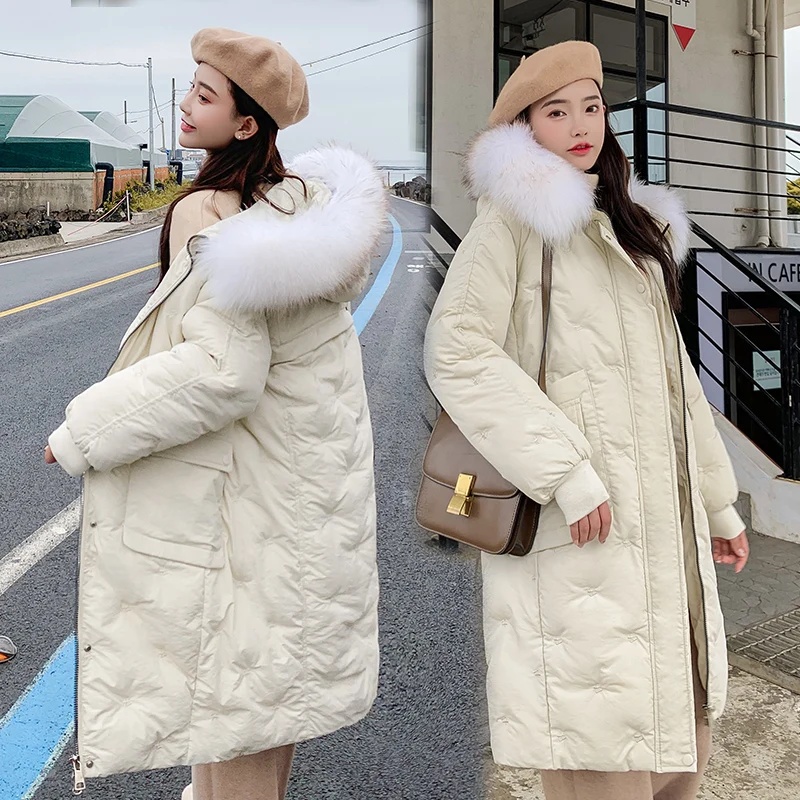 

2019 New Jackets Women Winter Coathooded Coat Female Ladies Long Plus Size Down Parka Woolen Collar Parkas S-xxl