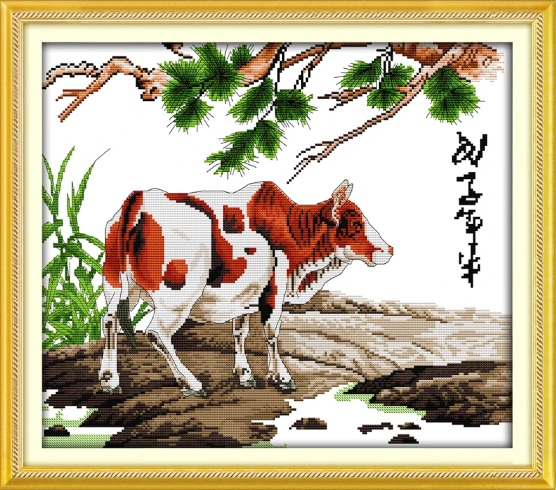 

Cattle, counted printed on fabric DMC 14CT 11CT Cross Stitch kits,embroidery needlework Sets, Home Decor