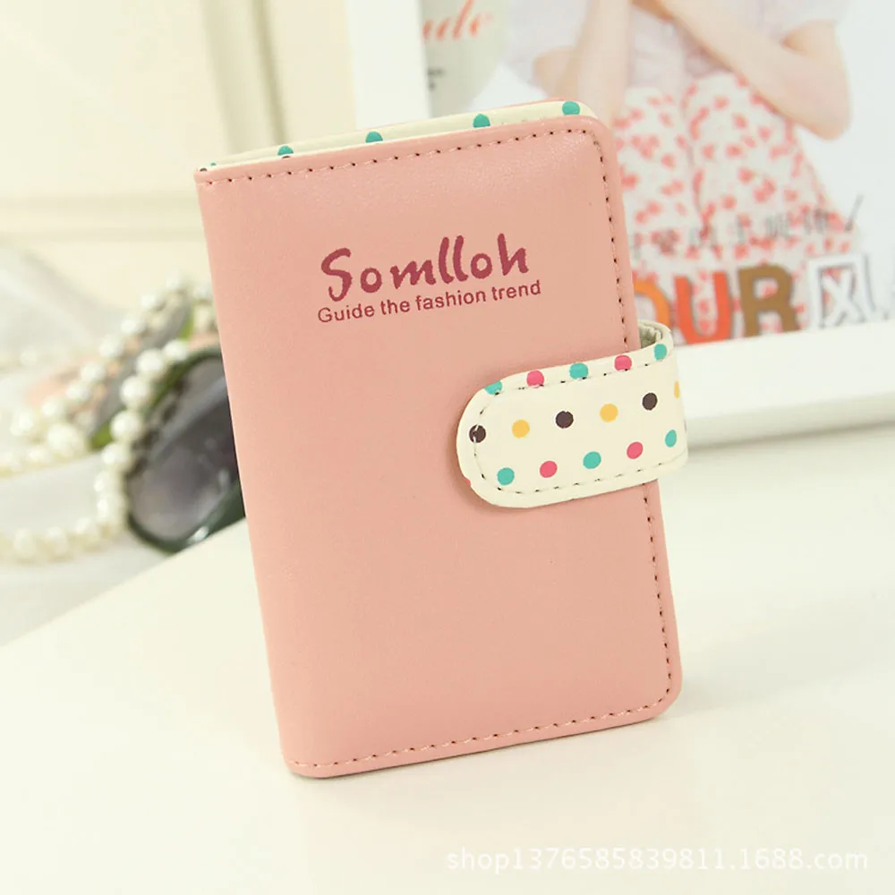 

Women Candy Color Wave Point Bank credit card holder leather slim Large Capacity Card Wallet Minimalist Card Holder Card Case