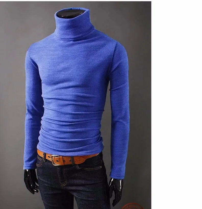 2018 новые осенние мужские Свитера повседневные мужские водолазки мужские черные однотонные трикотажные облегающие брендовые свитера