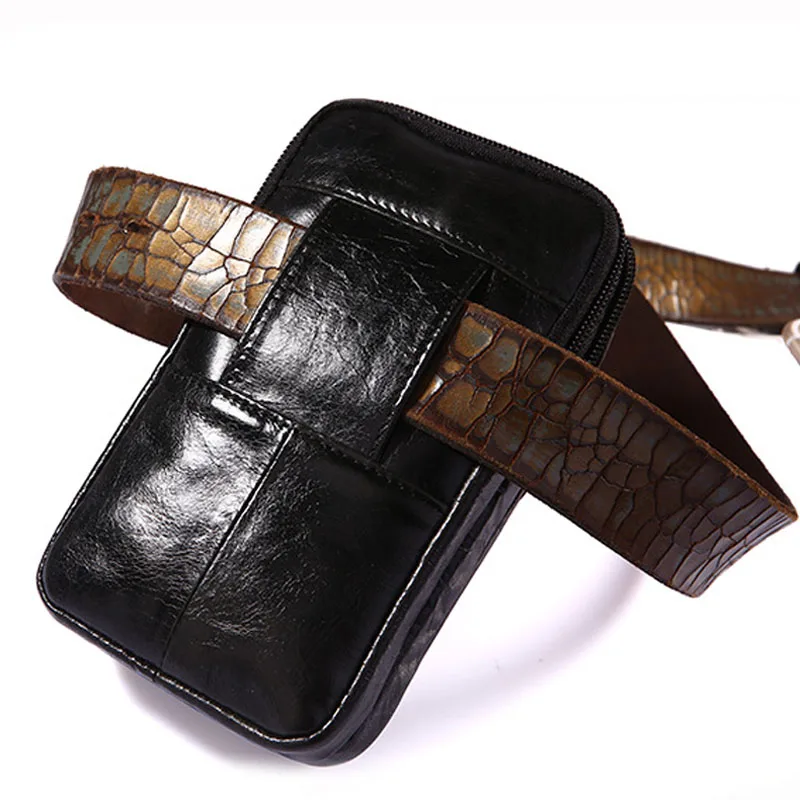 Мужской ремень из натуральной кожи под крокодила в стиле ретро|fanny pack|pocket hip beltwaist