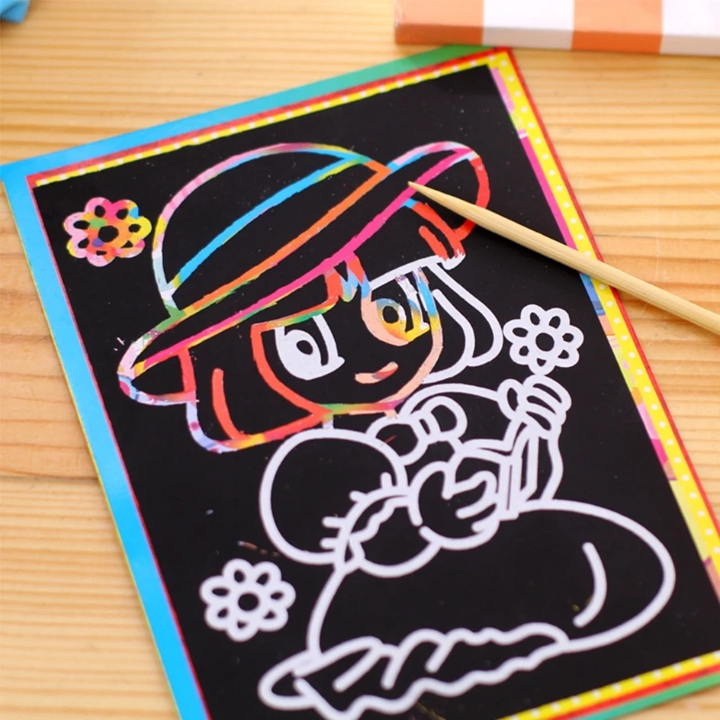 Magic Kids Rainbow Scratch Art Painting Book Scratching Paper Education handmade diy picture book child cartoon doodle draw pad Magic Kids Rainbow Scratch Art Painting Book Scratching Paper Education handmade diy picture book child cartoon doodle draw pad