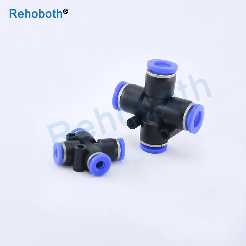 

1 Pcs PZA4 6 8 10 12mm Air Fitting 4-Way Cross Shaped Splitter Push in Pneumatic Tube Connector Quick Fittings
