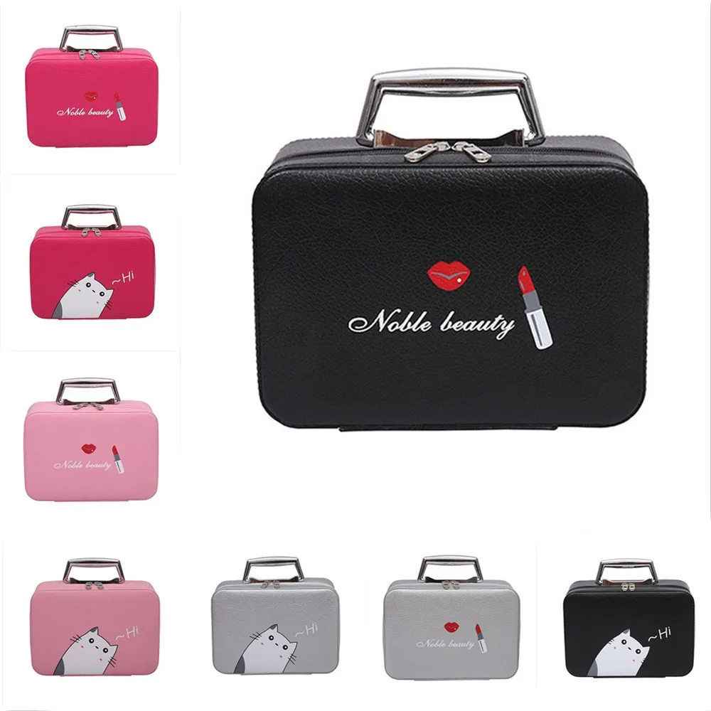 Модная Портативная кожаная косметичка в форме багажника, косметичка, мини Чехол для макияжа на молнии, дорожные сумки для хранения