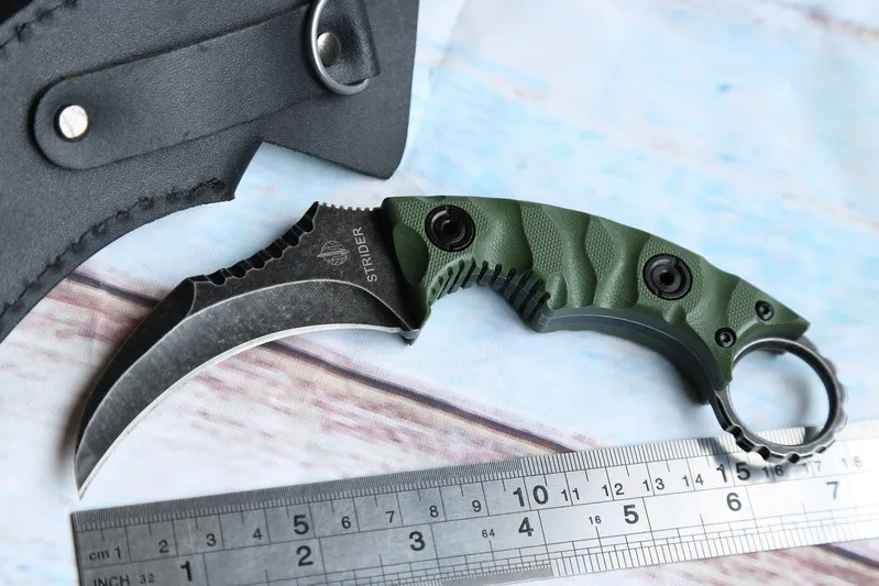 JUFULE karambit OEM Strider D2 Vaina de cuero g10 utilidad supervivencia al aire libre de la caza que acampa herramienta de cocina cuchillo de hoja Fija