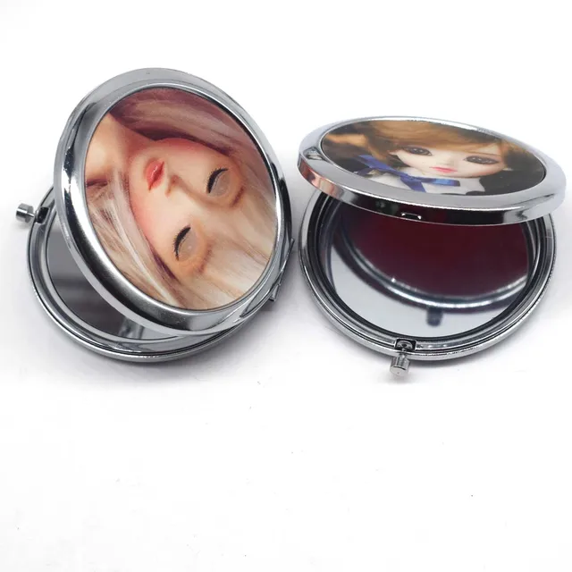 Mini miroir de maquillage de poche, poupée mignonne, cosmétique, Compact, Portable, double face, en acier inoxydable, miroirs de maquillage cosmétique 4