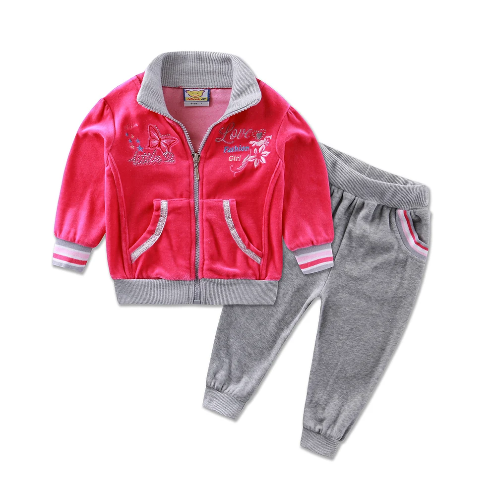 Newborn Baby Girls Long Sleeves Sport Zipper Jacket+Pants Outfit Kid Clothes Set