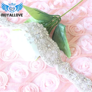 

( 30pcs) Wholesale Luxury bridal sash handmade beaded sewing rhinestone appliques iron on for wedding dresses belt 47.7cm Long
