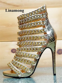 

2018 Summer Thin High Heel Sandals Gold Color Metal zipper decoration Cover heel Rear zipper Casual Fashion Sandals Normal size