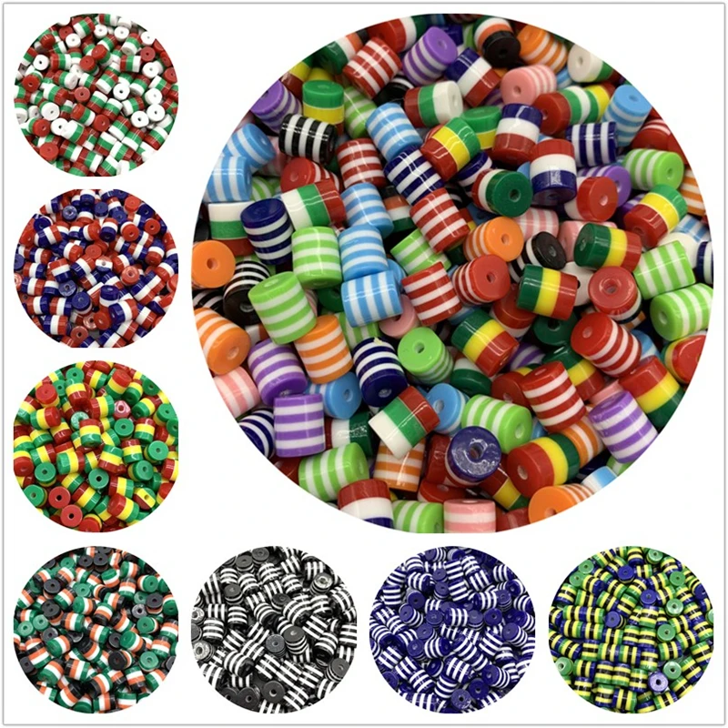 6mm 8mm 10mm 12mm 14mm Blue Oblate Shape Spacer Beads Evil Eye Beads Stripe Resin Spacer Beads For Jewelry Making