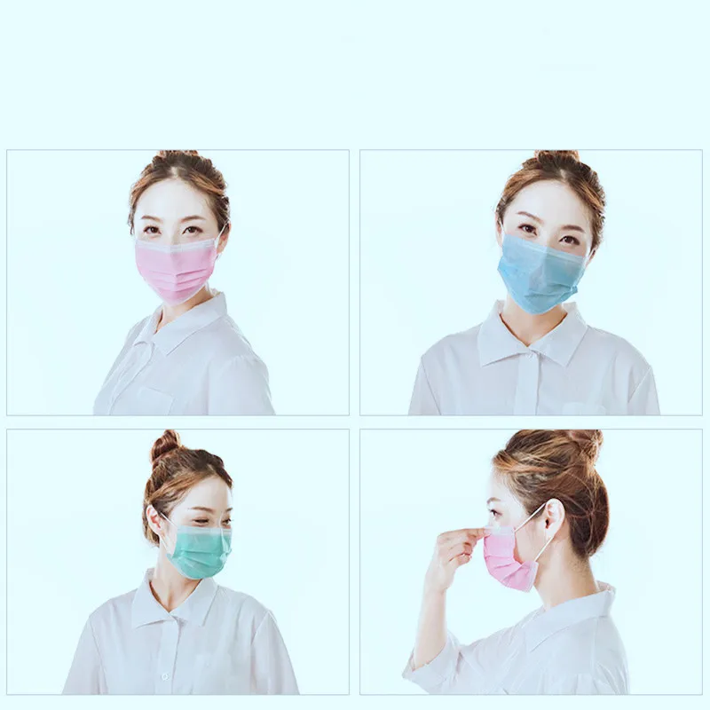 

20PCS/Pack Colored Anti-dust Windproof Mask Disposable Mouth Nose Face Care Eyelash Extension Non-woven Fabric Masks