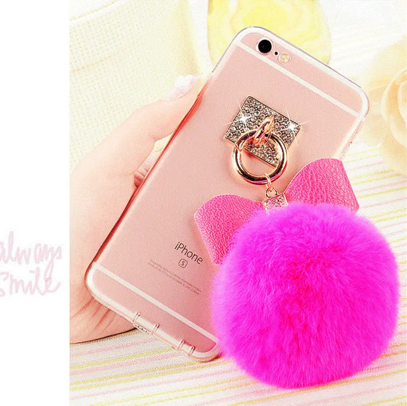 For Huawei Mate 10 Hot Luxury Chrome Clear Bling Diamond Bowknot Plush Ball Charm Phone Case Cover P20 Pro |