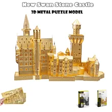Piececool Metal 3D Puzzle de “New Swan Castelo de Neuschwanstein” Gold & Silver 3D DIY Modelo de Construção Famosa Kits para Crianças Grandes Presentes