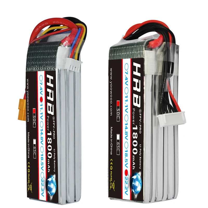 HRB батарея 1800mAh 2S 3S Lipo 7,4 V 11,1 V XT60 T Deans 50C 14,8 V 18,5 V 22,2 V 4S 5S 6S 1S RC запчасти для Mjx Bugs самолет лодка автомобиль