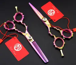 Фиолетовый дракон Высокое качество Профессиональный 5.5 дюймов Ножницы для волос левой kapper Парикмахерские ножницы волос makas
