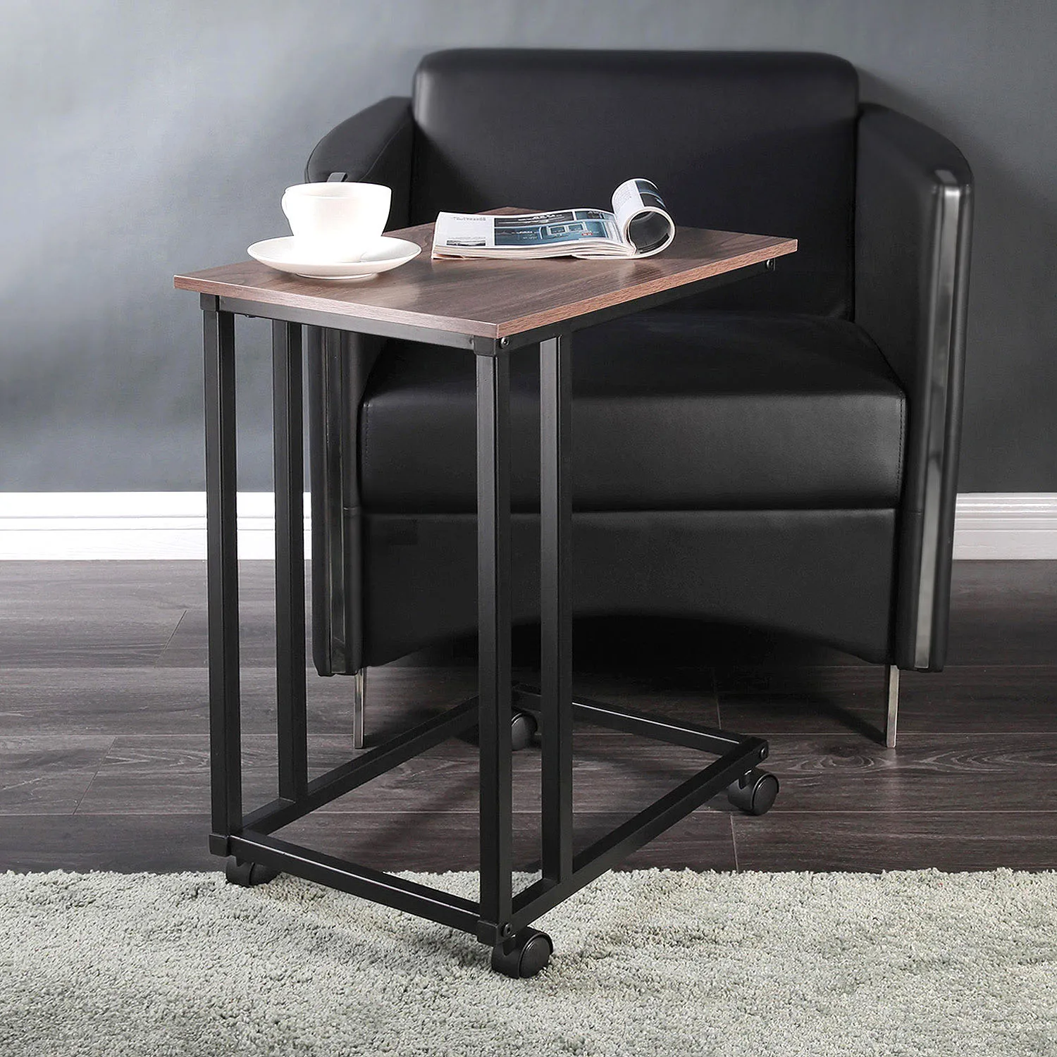 

Free US Shipping Side Table with Detachable Wheels Furniture Coffee Table Bedside Movable Computer Desk for Home Living Room