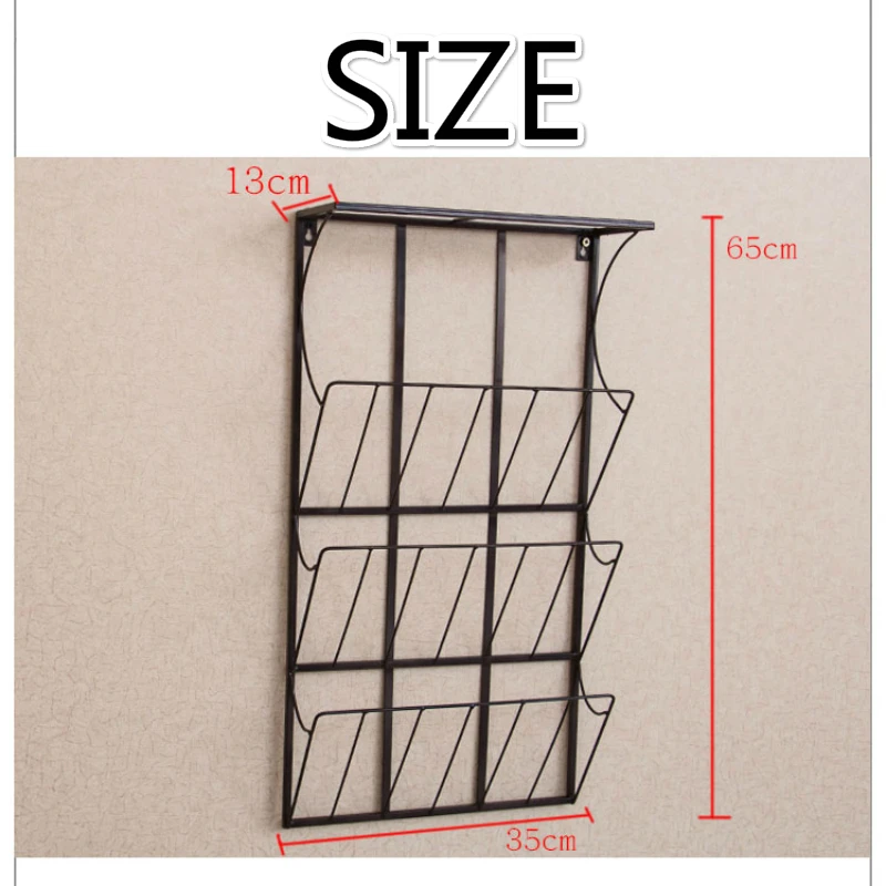 3 уровня металла настенный журнал газета стойки и полки дисплея, черный белый бронза