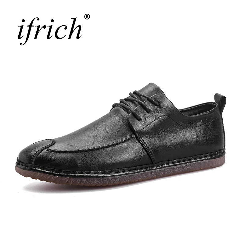 

Ifrich Men Brand Luxury Leather Fashion Shoes Comfortable Male Genuine Leather Sneakers Lace Up Man Casual Footwear