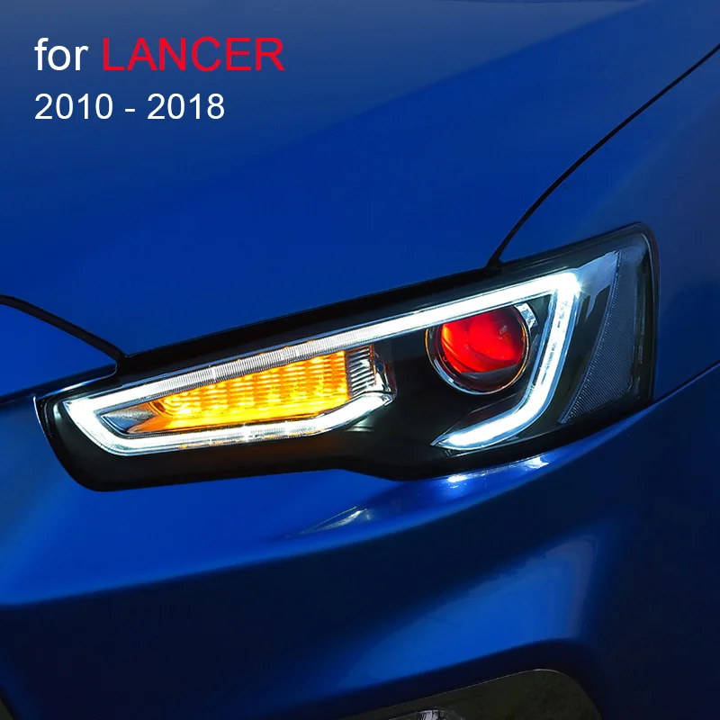 Головной светильник в сборе для Mitsubishi Lancer EVO X 2010- левый и правый светодиодный ходовой светильник DRL сигнал последовательного поворота