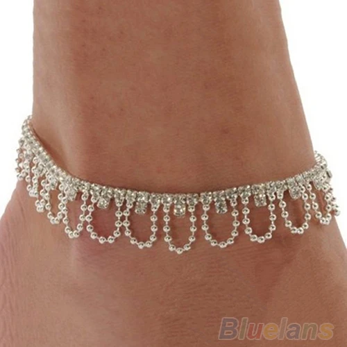 

Celeb Crystal Rhinestone Charm Drop Ankle Chain Bracelet Anklet Wedding Jewelry 08CT