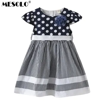 

MESOLO 2018 girls' dress, new Korean version, cotton dress, dot breast princess skirt.