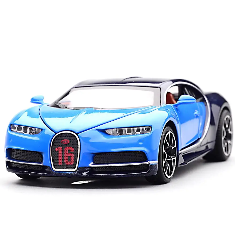 1:32 моделирование Bugatti Chiron Коллекция Модель игрушечный автомобиль из сплава литой металлический автомобиль игрушки для взрослых детей светильник со звуком - Цвет: Blue