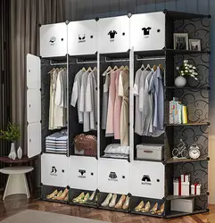Черный, белый цвет PP Пластик шкафы для одежды металлический шкаф для одежды куртка шкафа, органайзер, хранилище, сумочка, шкафы для спальни