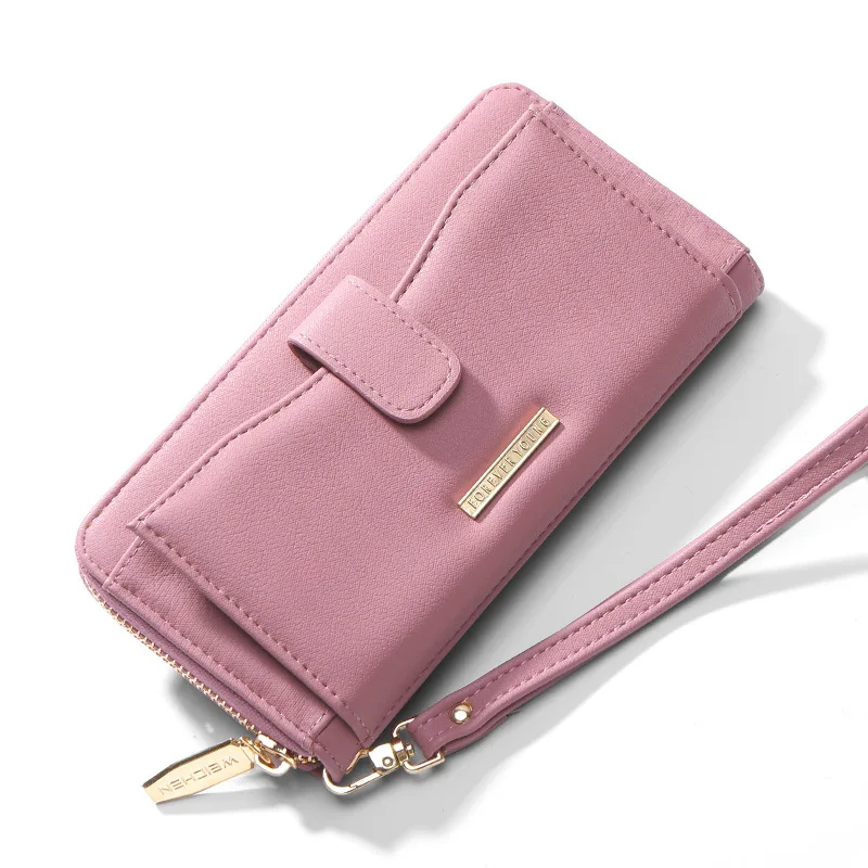 Женский Длинный клатч кошелек большой емкости дамская сумочка напульсник бумажники, Женский кошелек женские кошельки телефон карманный держатель для карт - Цвет: soft pink