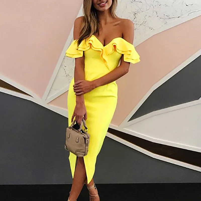 

Paris Girl Summer Sexy Off Shoulder Women Bandage Dress Vestidos Verano New Slash Neck Club Dress Celebrity Party Runway Dresses