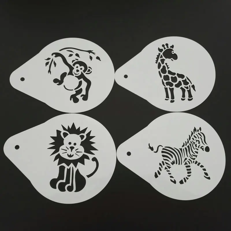 

4pcs/set DIY 5 Inch Cartoon Animal Cake Stencils Cake Decorating Moulds Baking Tools