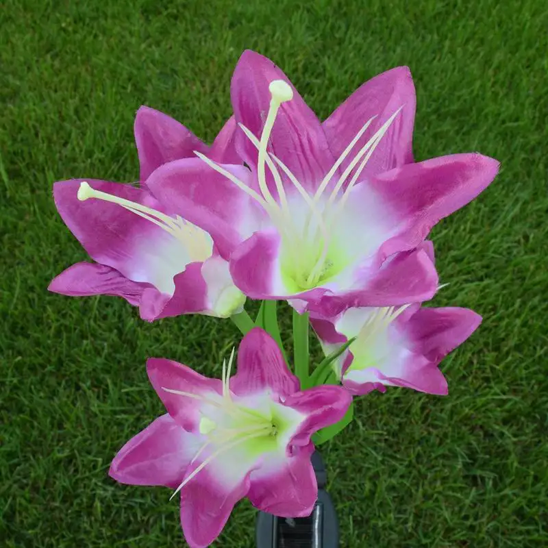 Chiclits 2 Pack 4 LED Solar Light Artificial Flower Lamp Multicolor Lights Home Garden Stake Lawn Party Decoration Accessories (3)