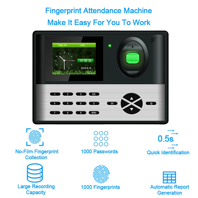 

Eseye Biometric Fingerprint Time Attendance System TCPIP USB Time Clock Employee Fingerprint Door Access Control System Keypad