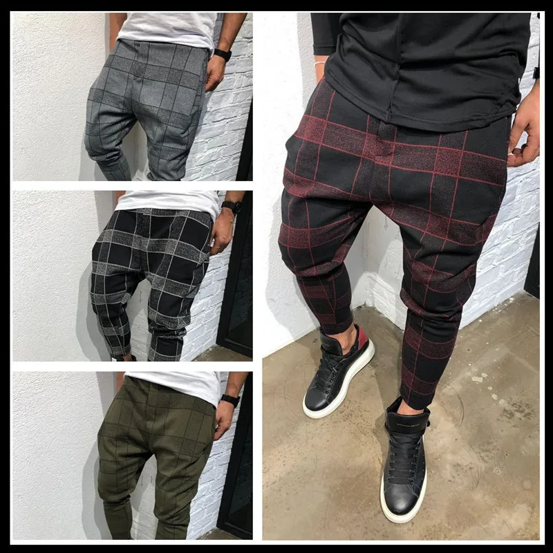 

Fashion Men Jogger Hip Hop Sweatwear Men's Harem Pants Man Plaid Pants Brand Sweatpants Male Trousers pantalones hombre