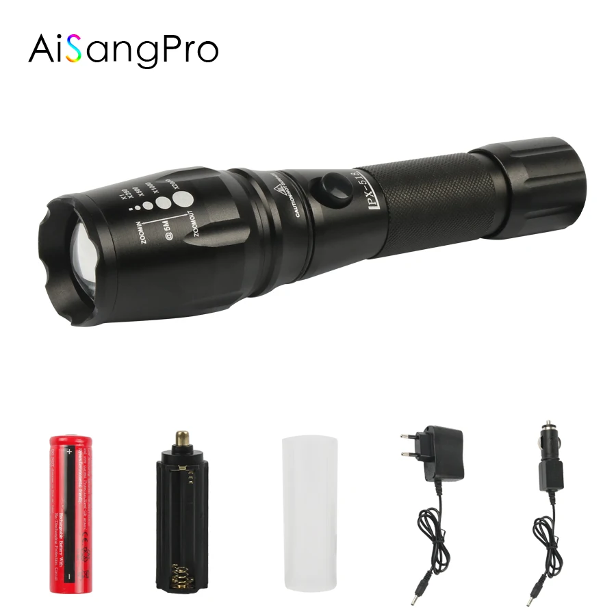 AiSangPro Tactical Flashlight 18650 Battery Cree Rechargeable Powerful