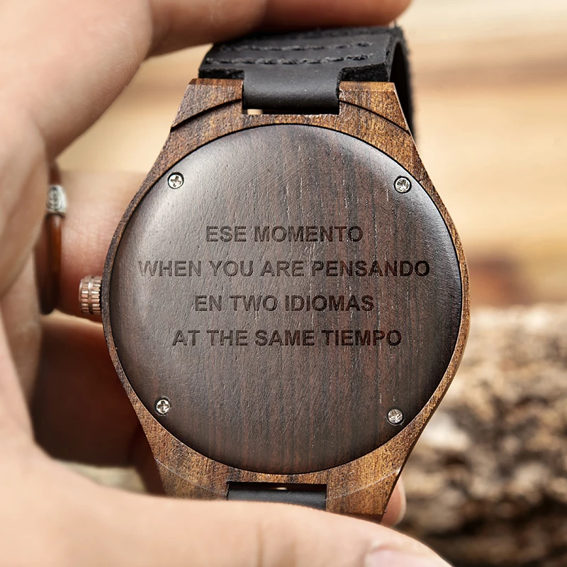 BOBO BRID-Reloj de madera con logotipo personalizado, palabras grabadas con mensaje de gafas de sol, artículo personalizado OEM y ODM sin productos