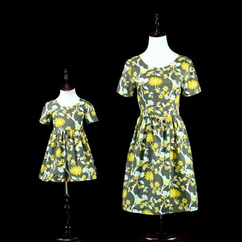 

Mother Daughter Dresses Floal Bird Print Fashion Clothes Mamma Best Friends Love Mom and Daughter Dress Family Matching Outfits