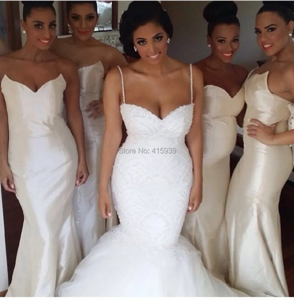 2015 New Design Mermaid Long Bodycon Taffeta Bridesmaid Dresses Brides