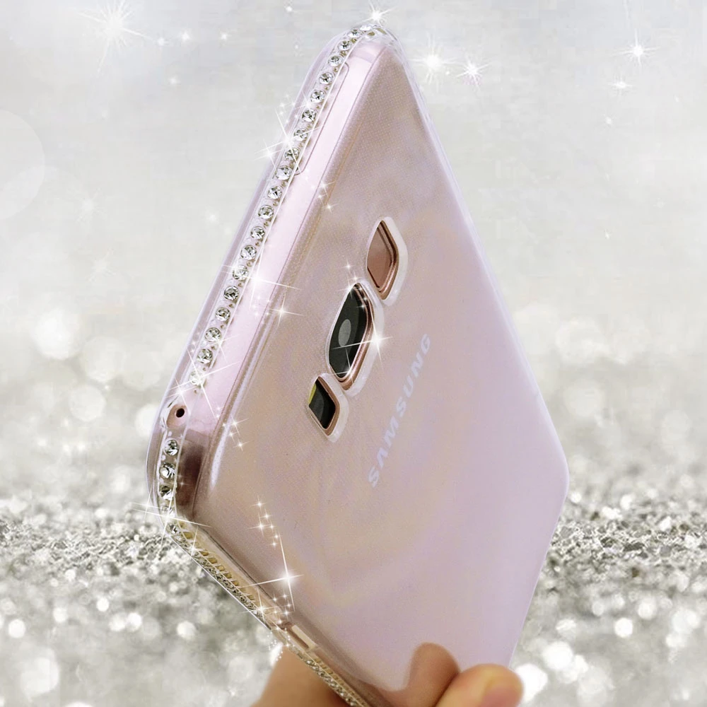 Portefeuille Newest Rhinestone Silicone Case For Samsung Galaxy J3 J5 J710-30 A3 A5 A720 A6 A7 2018 Glitter Soft TPU Matte Cover17