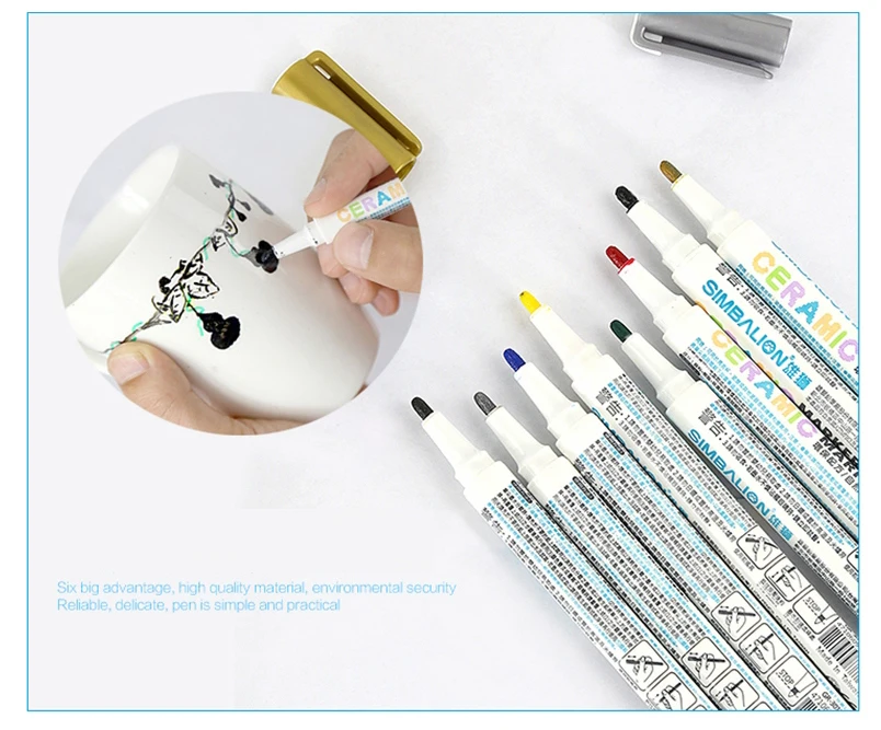 8 цветов 1,0 мм ручка для рисования керамическая Кисть ручка ручная роспись креативный Сделай сам стеклянный маркер для рисования Ручка запеченная кружка живопись