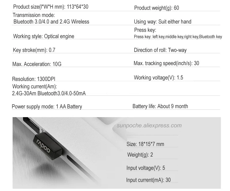 Rapoo Беспроводной Мышь эргономичная Бесшумная офисная игровая мышь 2,4G Wi-Fi Bluetooth 3,0/4,0 Управление подключить планшетный компьютер игровой Мышь