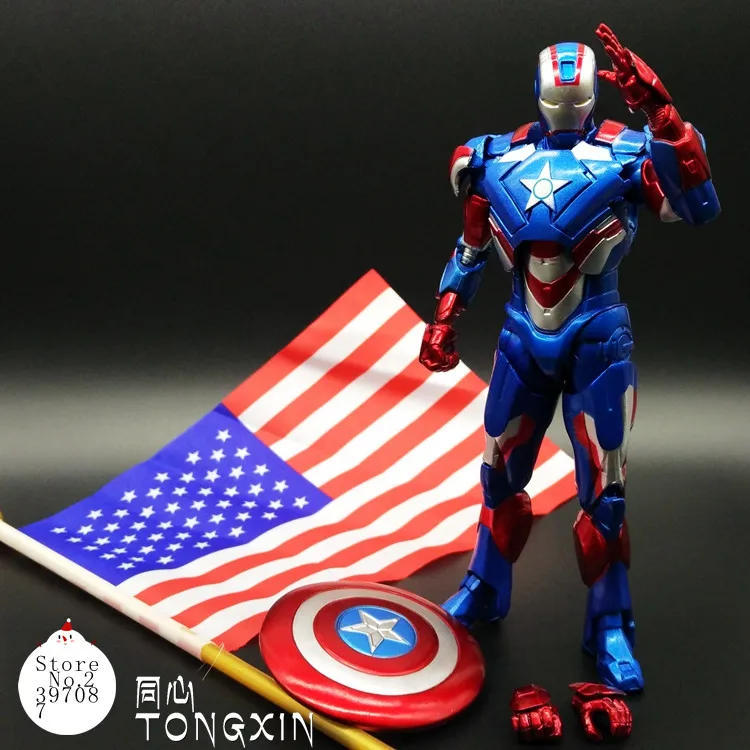 The Avengers IronMan 3 War Machine Patriot Armor With Flat Marvel Action Figure Iron Man Toy Model 16cm