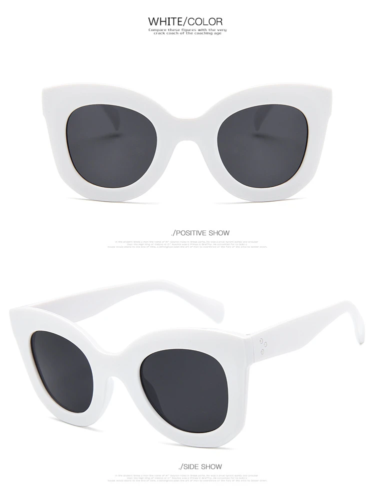 Новая мода кошачий глаз солнцезащитные очки женские брендовые дизайнерские винтажные градиентные солнцезащитные очки «кошачий глаз» Оттенки для женщин UV400 - Цвет линз: White