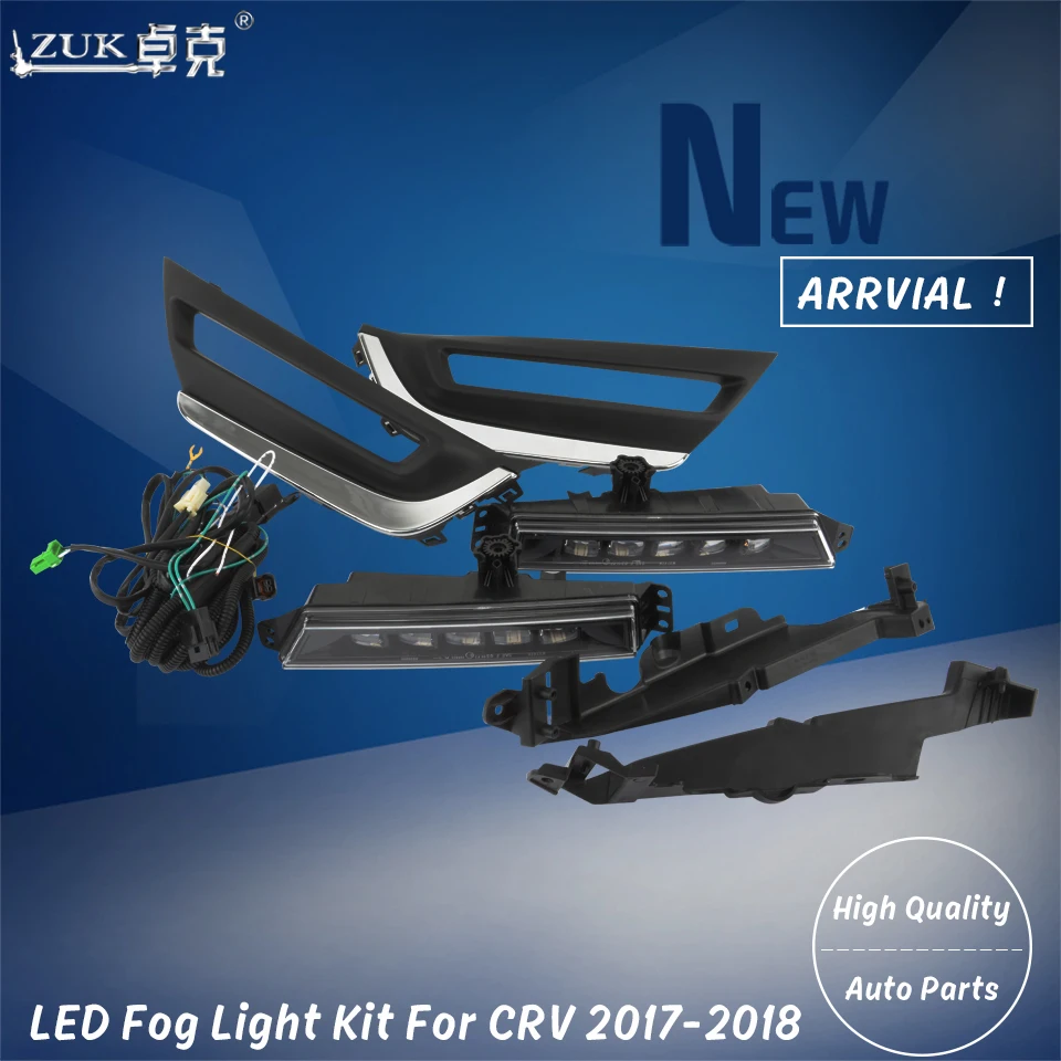 

ZUK Front Bumper Fog Lamp Daytime Running Driving LED Fog Light Upgrade Modification Set Kit For HONDA CRV 2017 2018 White Color